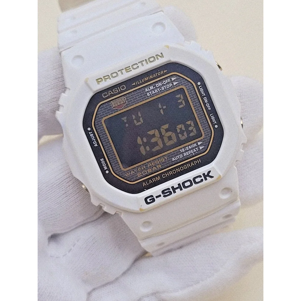 Casio G-Shock DW-5625B 25th Anniversary Mens Watch White Gold Resin Stainless